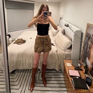 Re/Done Camouflage Mini Skirt